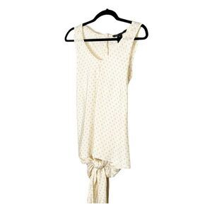 Marc Jacobs Women’s Cream Blue Flower Sleeveless Silk Blouse Large Tie Button
